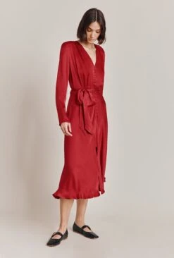 Meryl Satin Midi Dress Rosey Red