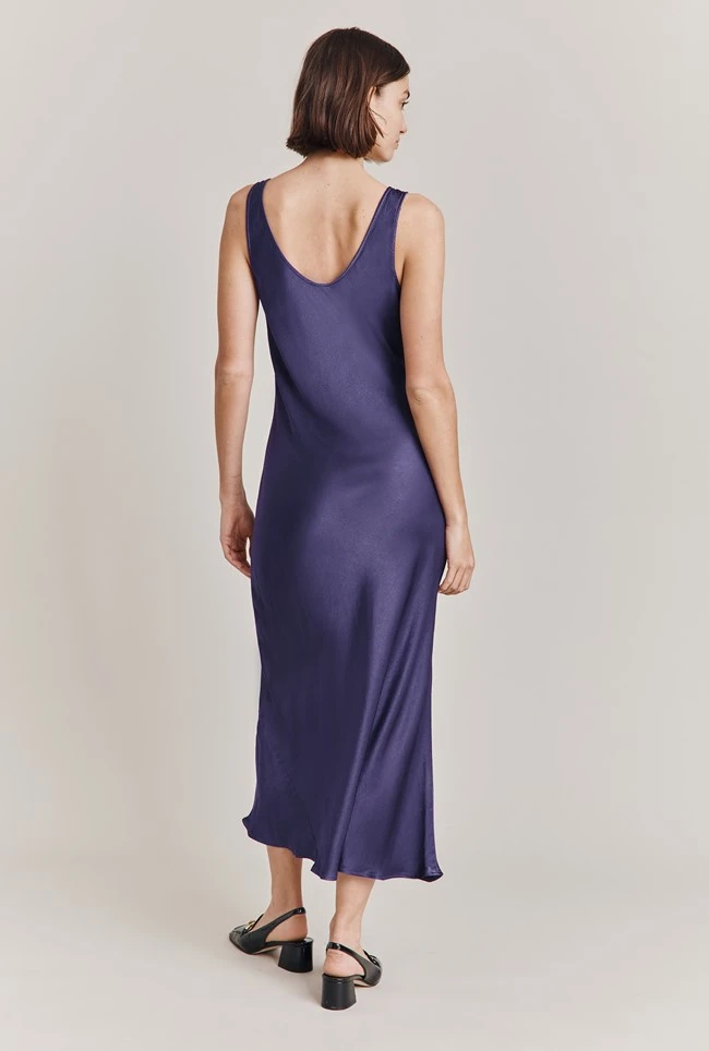 Palm Satin Slip Midi Dress Purple - Image 4