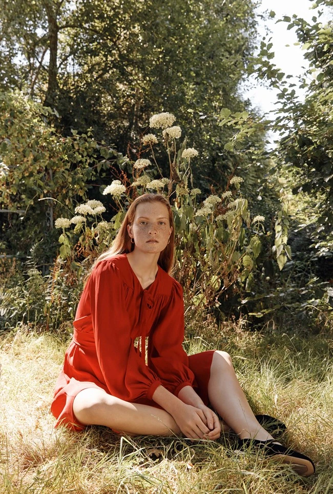 Rose Crepe Midi Dress Red - Image 3