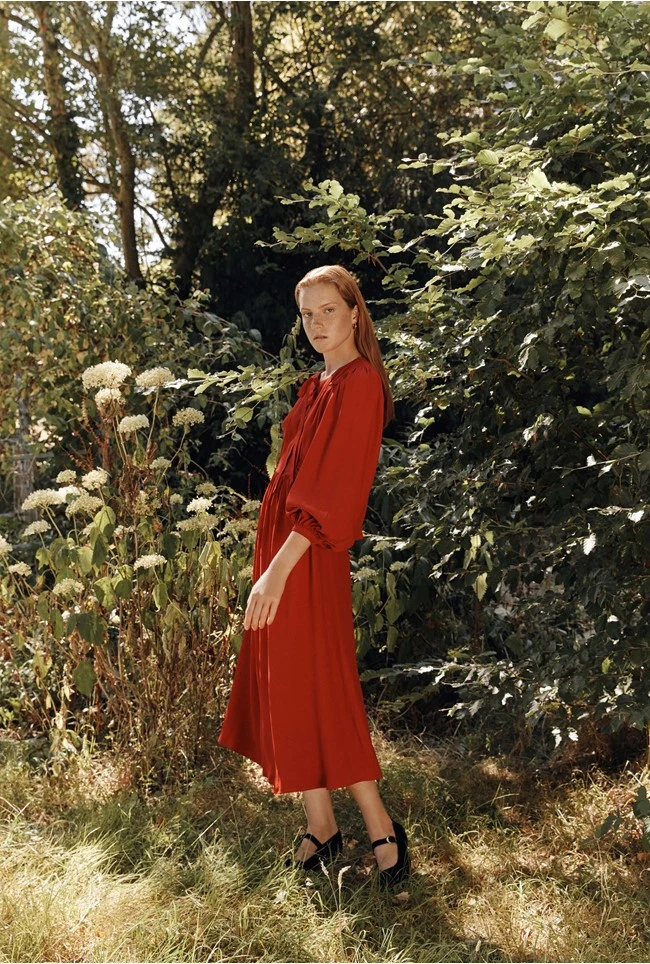 Rose Crepe Midi Dress Red - Image 5