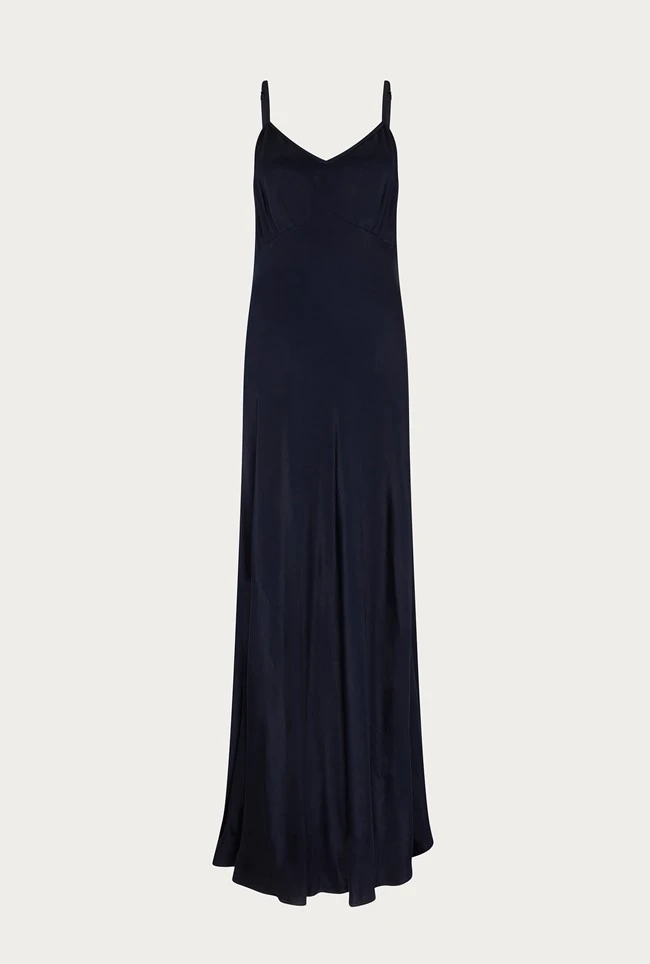 Winnie Satin Maxi Dress Navy - Image 6