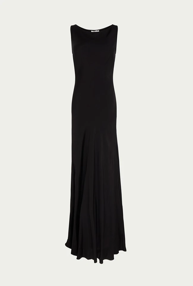 Callie Satin Maxi Dress Black - Image 5