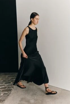 Callie Satin Maxi Dress Black