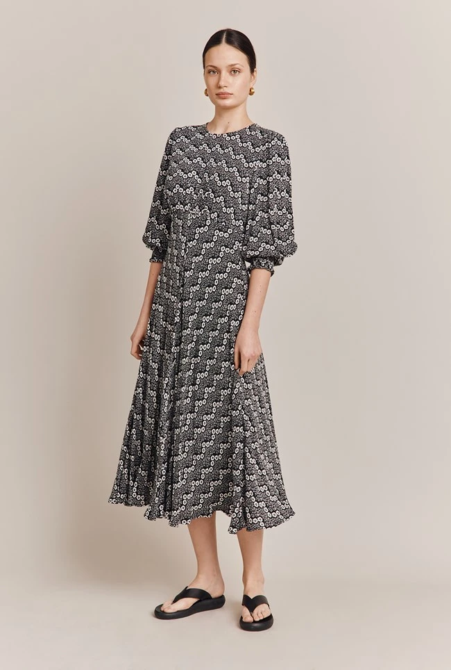 Pippa Crepe Midi Dress Zig Zag Flower - Image 2