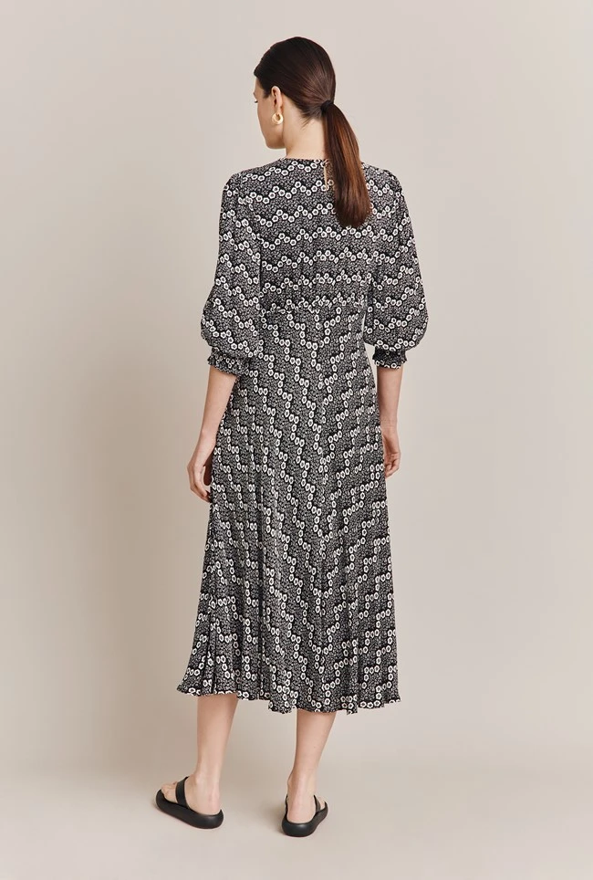 Pippa Crepe Midi Dress Zig Zag Flower - Image 4