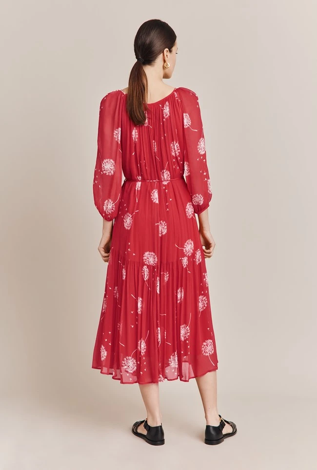 Pandora Satin Midi Dress Red Dandelion - Image 4
