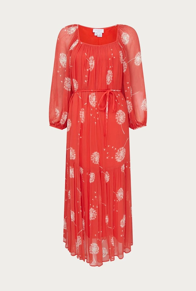 Pandora Satin Midi Dress Red Dandelion - Image 5