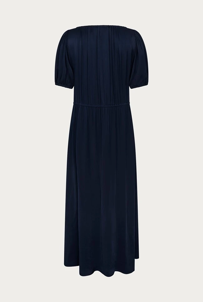 Morella Satin Midi Dress Navy - Image 6