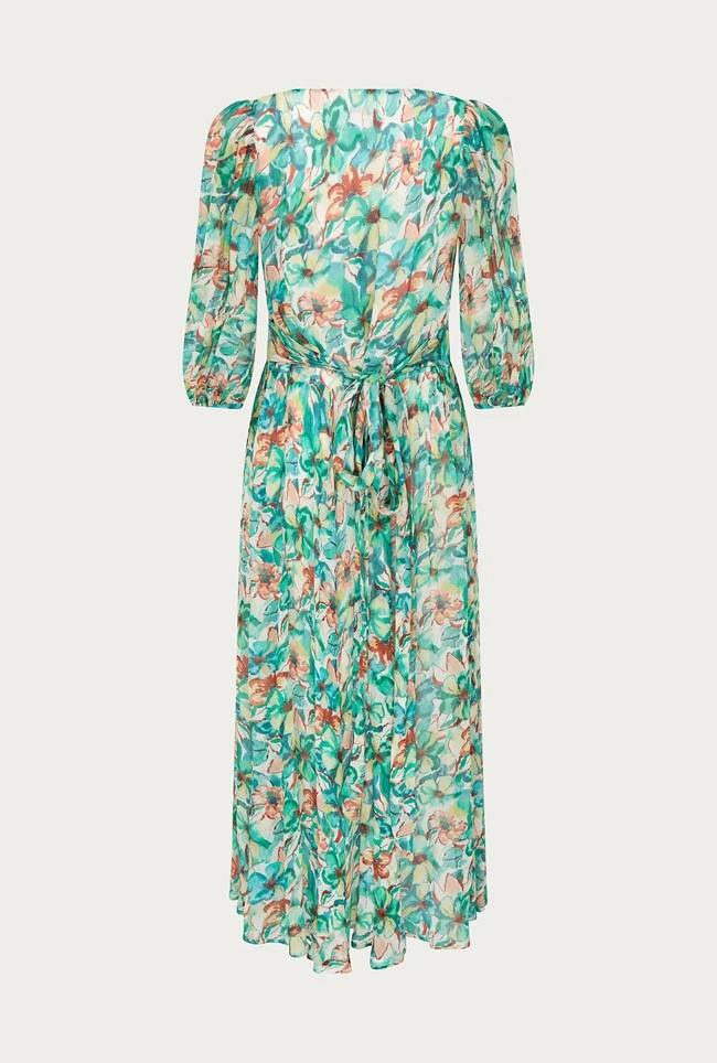 Margot Georgette Midi Dress Green Floral - Image 6