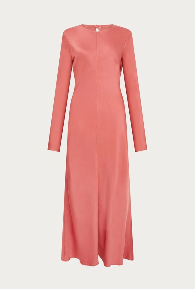 Mari Satin Midi Dress Burnt Sienna - Image 9