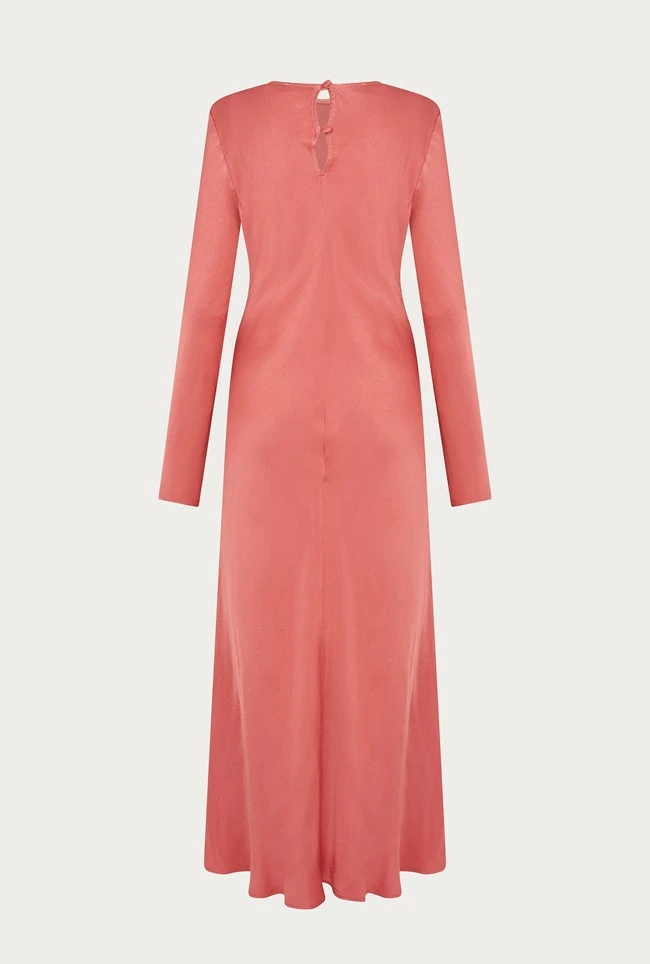 Mari Satin Midi Dress Burnt Sienna - Image 10