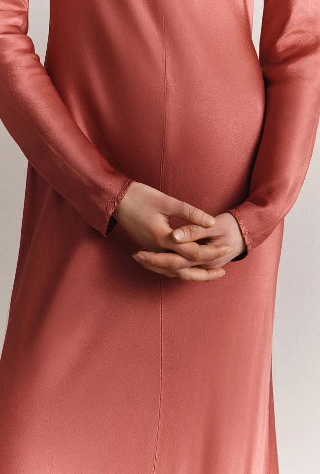 Mari Satin Midi Dress Burnt Sienna - Image 3