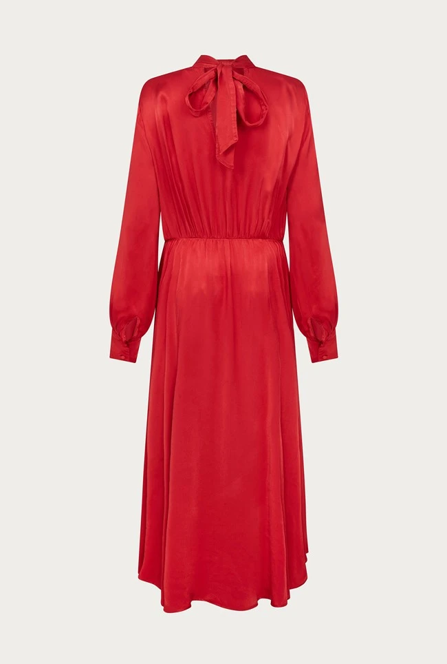 Miley Satin Midi Dress Carmine - Image 6