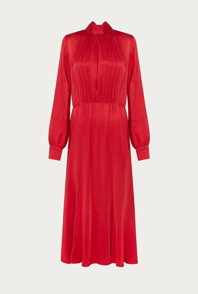 Miley Satin Midi Dress Carmine - Image 5