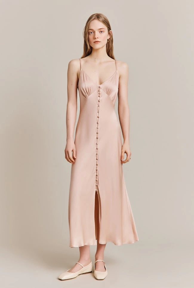 Jada Satin Midi Dress Oyster - Image 2