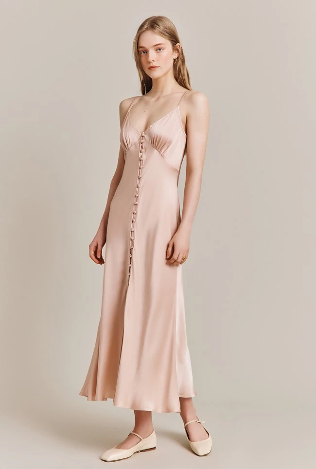 Jada Satin Midi Dress Oyster - Image 3