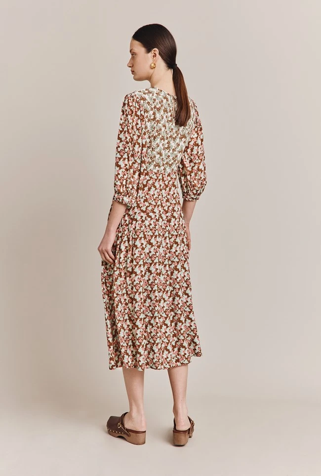 Iris Midi Dress Maroon Floral - Image 4