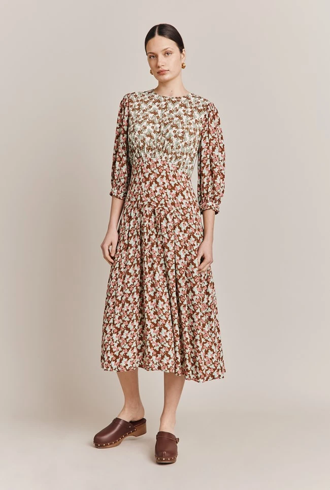 Iris Midi Dress Maroon Floral - Image 2