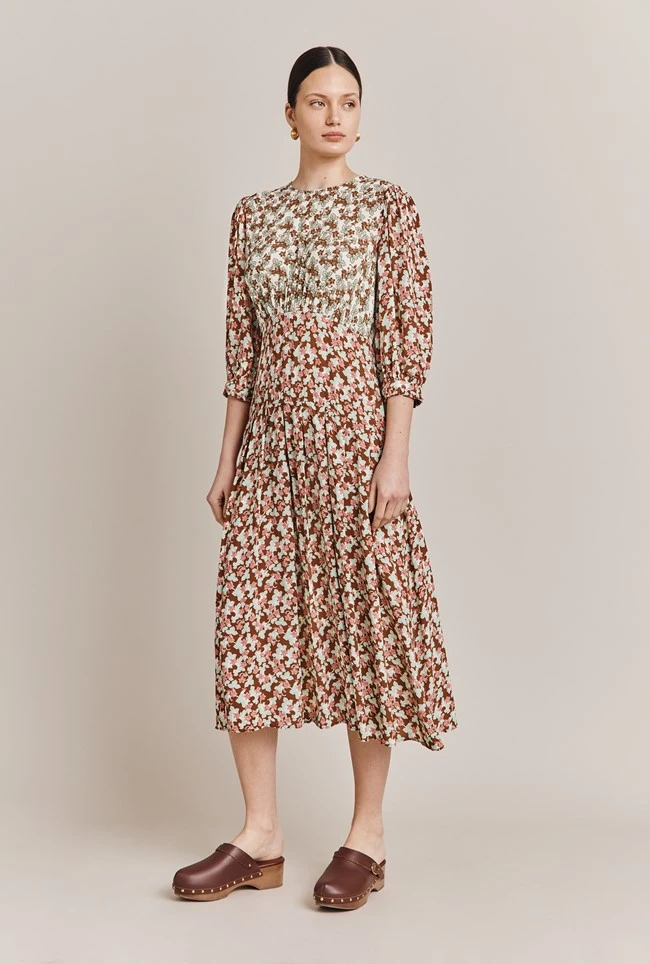 Iris Midi Dress Maroon Floral - Image 3