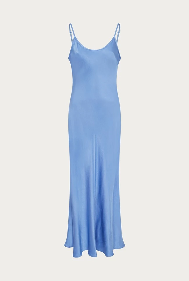 Joelle Satin Midi Dress Cornflower Blue - Image 6