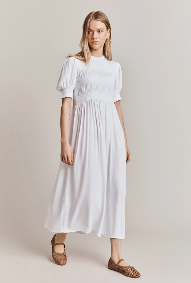 Eloise Crepe Midi Dress White - Image 2
