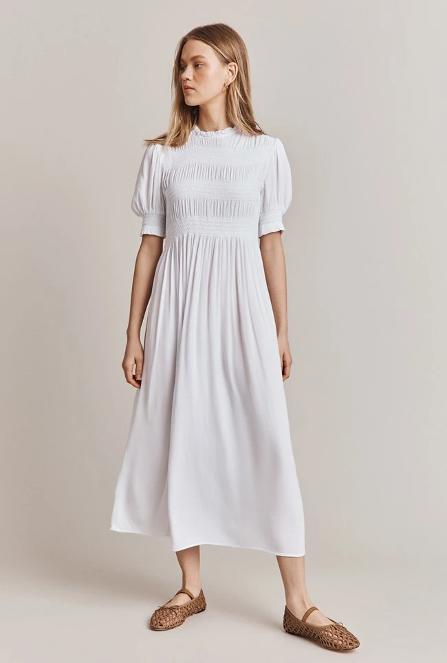 Eloise Crepe Midi Dress White - Image 3