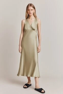 Lua Satin Midi Dress Willow