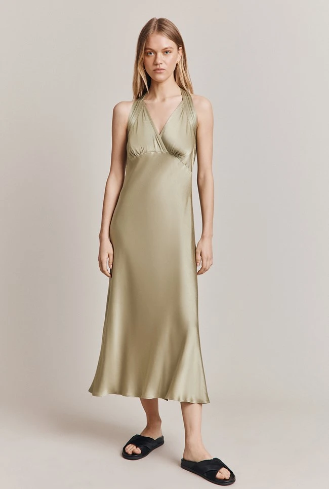 Lua Satin Midi Dress Willow