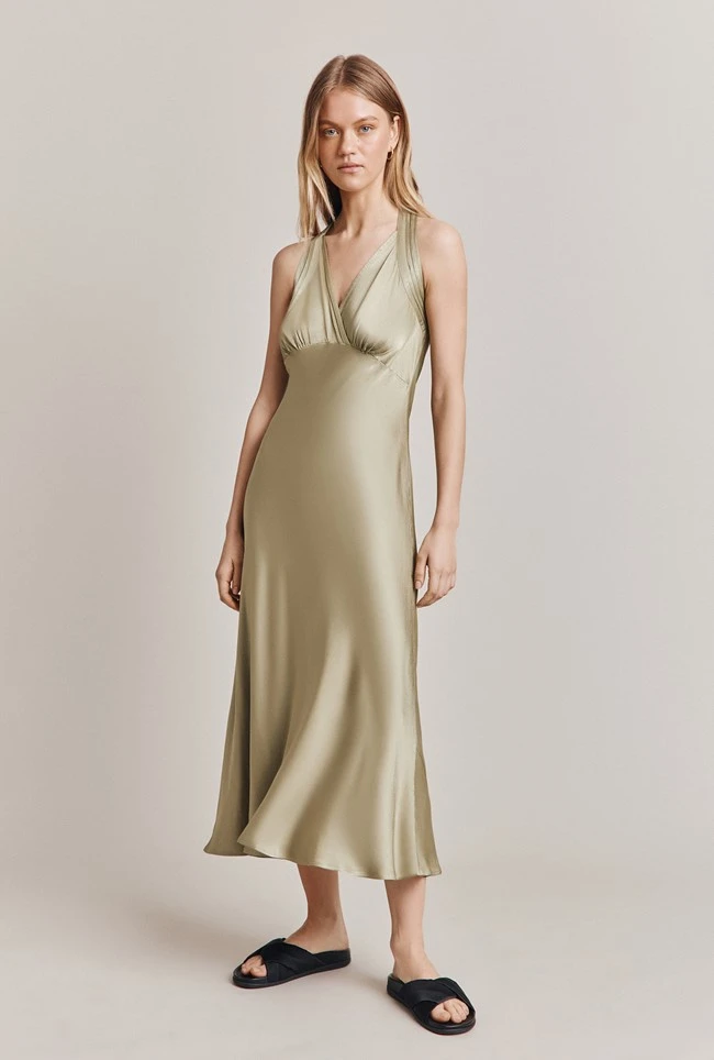 Lua Satin Midi Dress Willow - Image 2