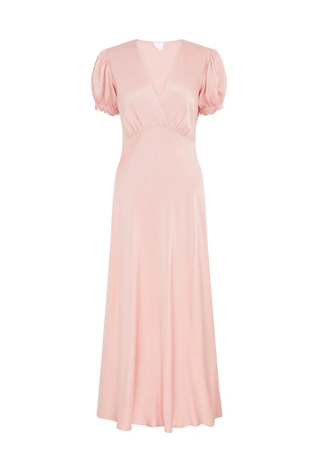 Clemence Satin Midi Dress Pink - Image 5