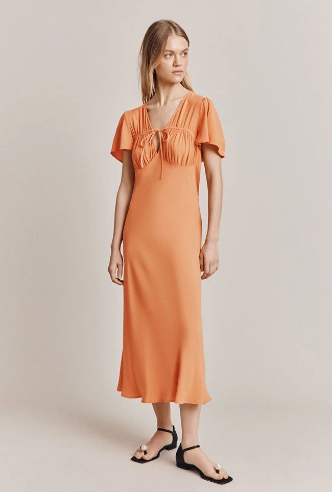 Laura Crepe Midi Dress Orange - Image 2