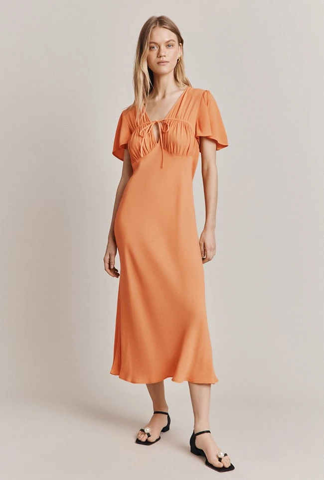 Laura Crepe Midi Dress Orange - Image 3