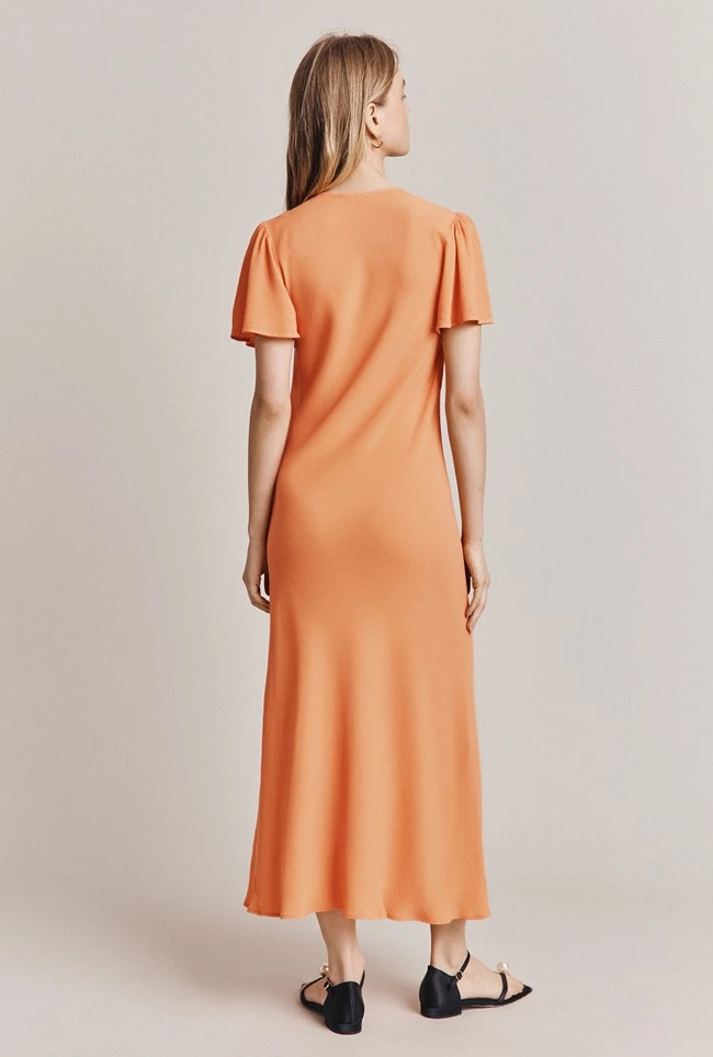 Laura Crepe Midi Dress Orange - Image 4