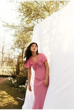 Laura Crepe Midi Dress Pale Rose