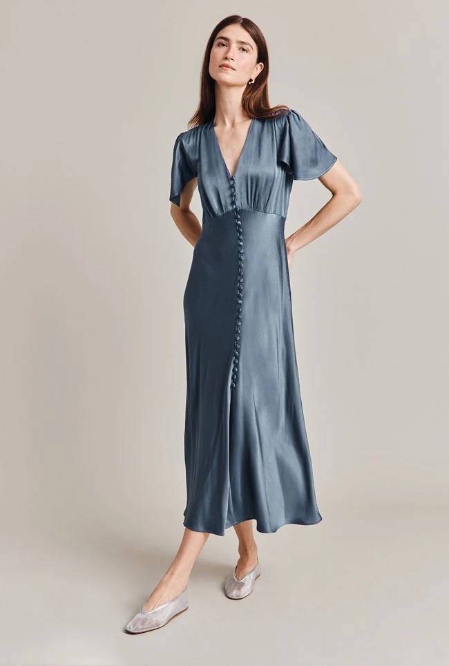 Grace Satin Midi Dress Blue Mirage - Image 2