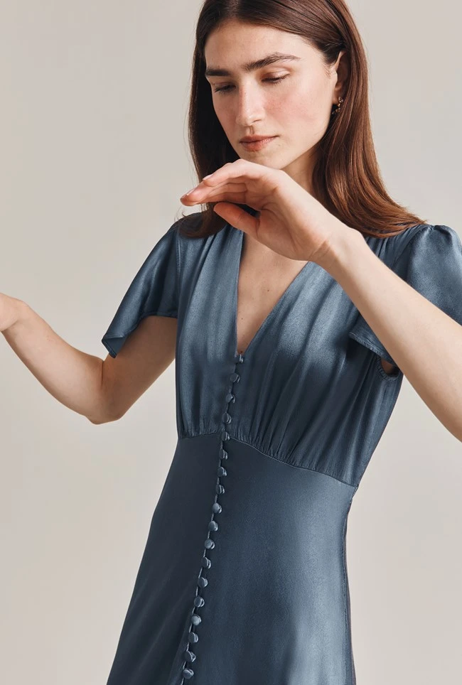 Grace Satin Midi Dress Blue Mirage - Image 6