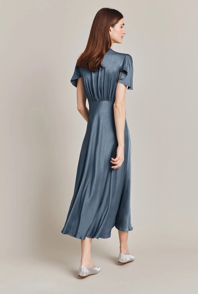 Grace Satin Midi Dress Blue Mirage - Image 5
