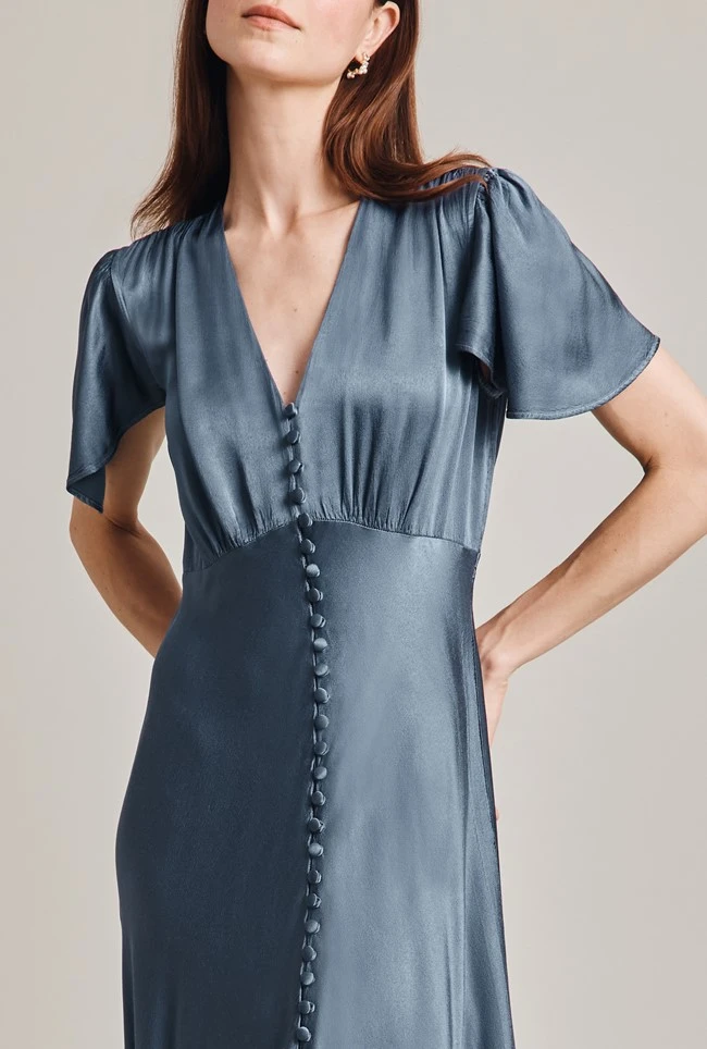 Grace Satin Midi Dress Blue Mirage - Image 4