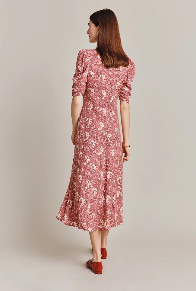 Madi Crepe Midi Dress Red Floral - Image 5