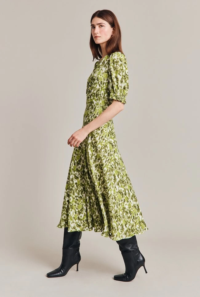 Lainey Crepe Midi Dress Green Ikat - Image 4