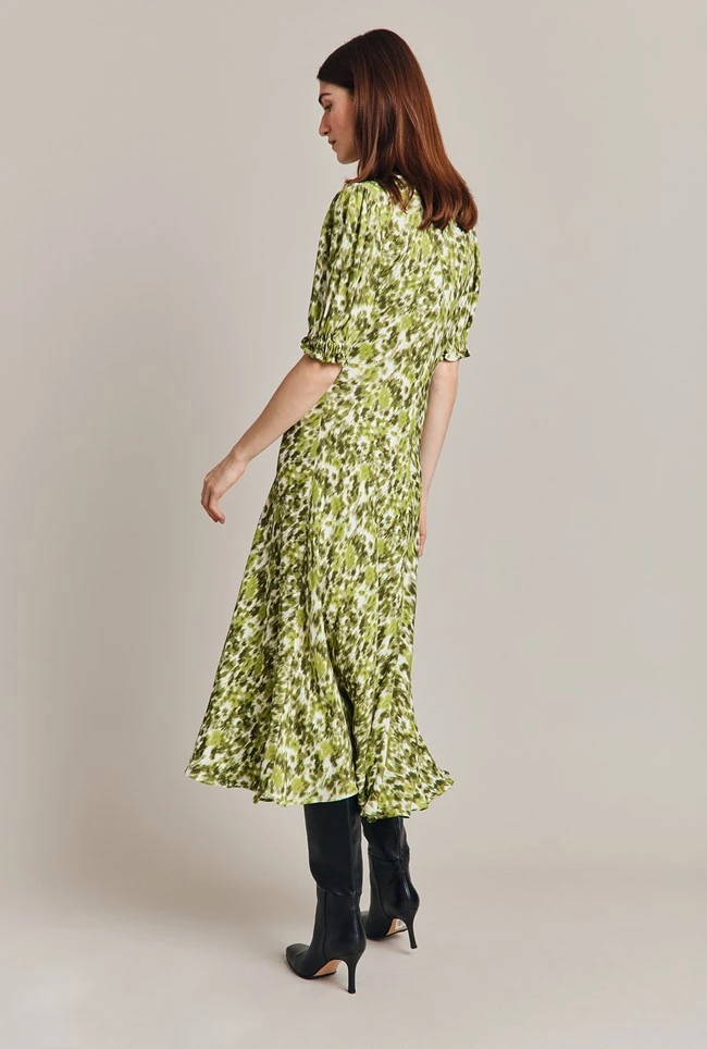 Lainey Crepe Midi Dress Green Ikat - Image 7