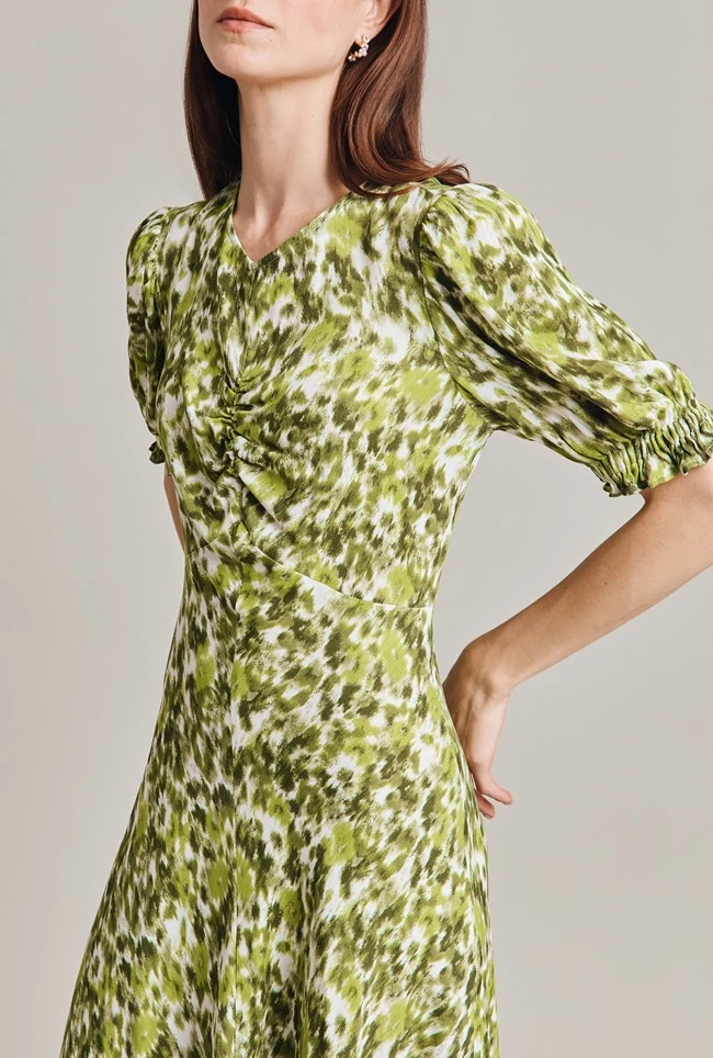 Lainey Crepe Midi Dress Green Ikat - Image 5