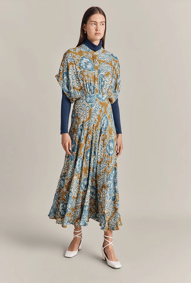 Harriet Crepe Midi Dress Blue Tapestry - Image 2