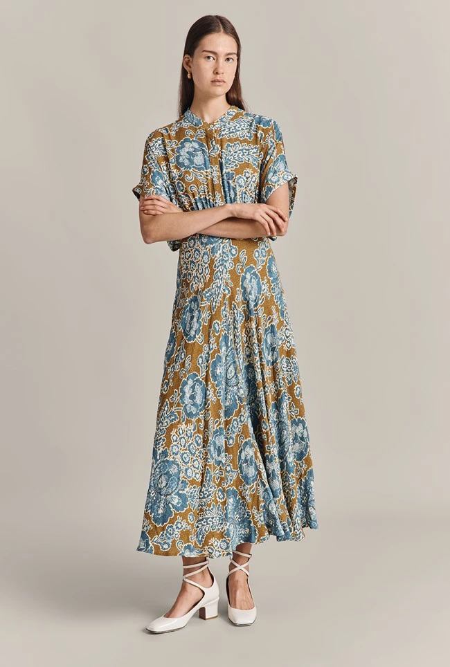 Harriet Crepe Midi Dress Blue Tapestry - Image 4