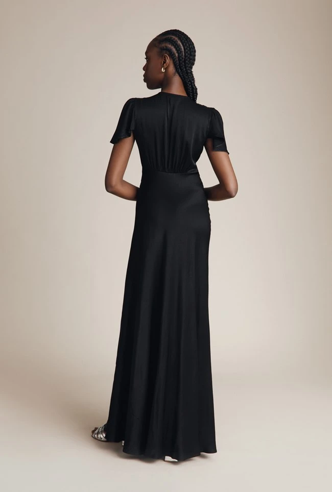 Delphine Satin Maxi Dress Black - Image 2