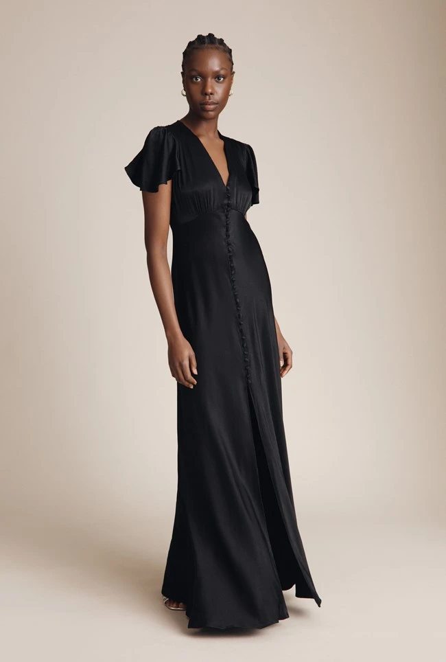Delphine Satin Maxi Dress Black - Image 3