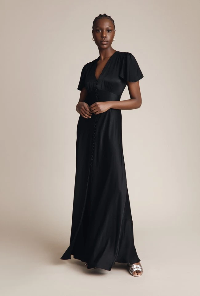 Delphine Satin Maxi Dress Black - Image 4