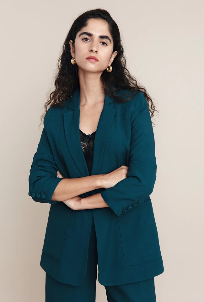 Wren Crepe Blazer Petrol Green - Image 2
