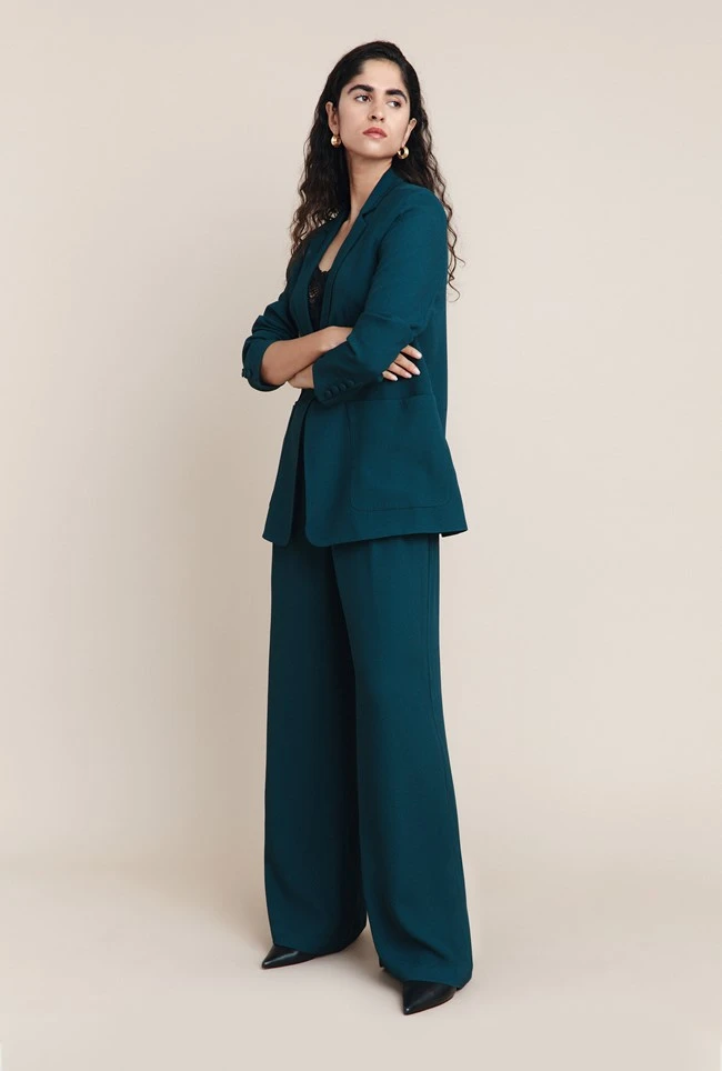 Wren Crepe Blazer Petrol Green - Image 3