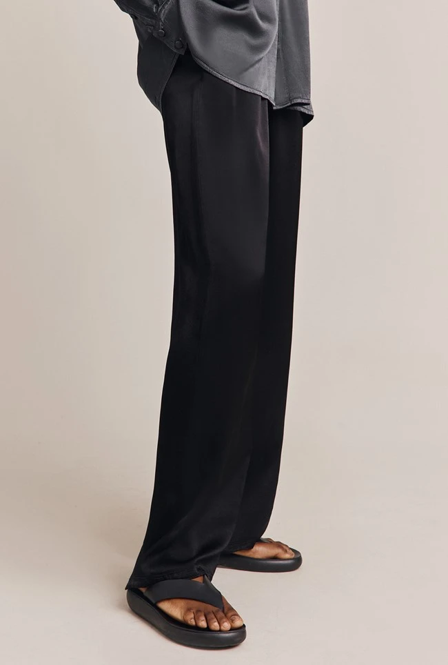 Imogen Satin Wide Leg Trouser Black - Image 8